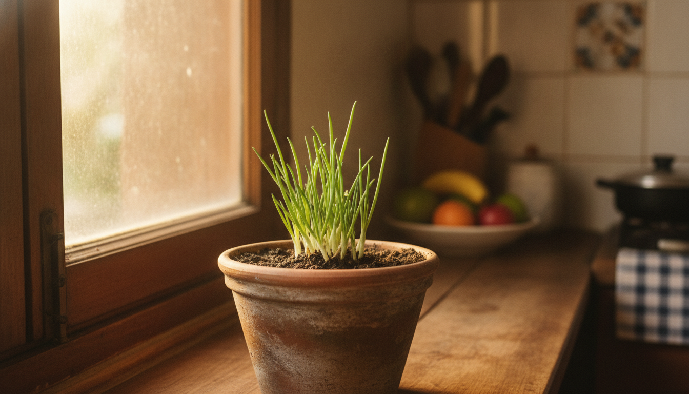 Horta de temperos em casa: como começar do zero - Comece hoje com uma muda de cebolinha