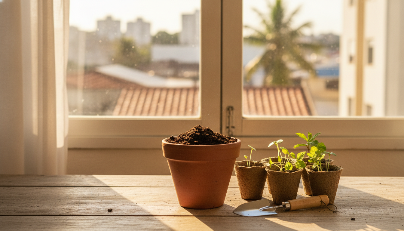 Horta em apartamento pequeno: como começar do zero - Seu primeiro vaso pode estar pronto ainda esta semana